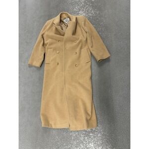 Vintage Marvin Richards Coat Womens 8 Camel Hair Long Double Breasted Belted 80s